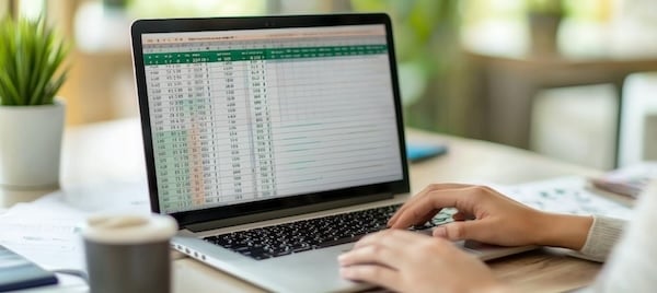 Budgeting with Spreadsheet on Laptop: Financial Responsibility and Expense Management