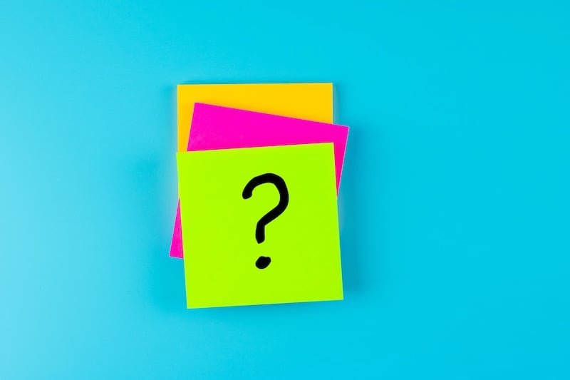 Colorful Question Mark on Bright Blue Background