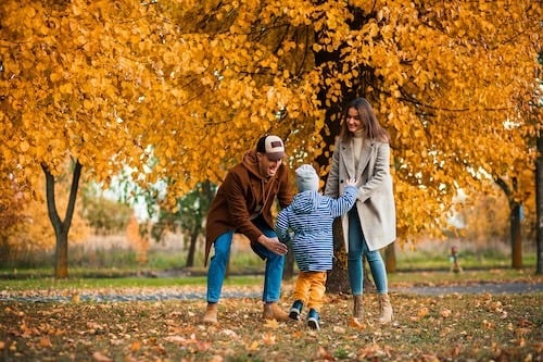 family on autumn walk Adobe stock photo