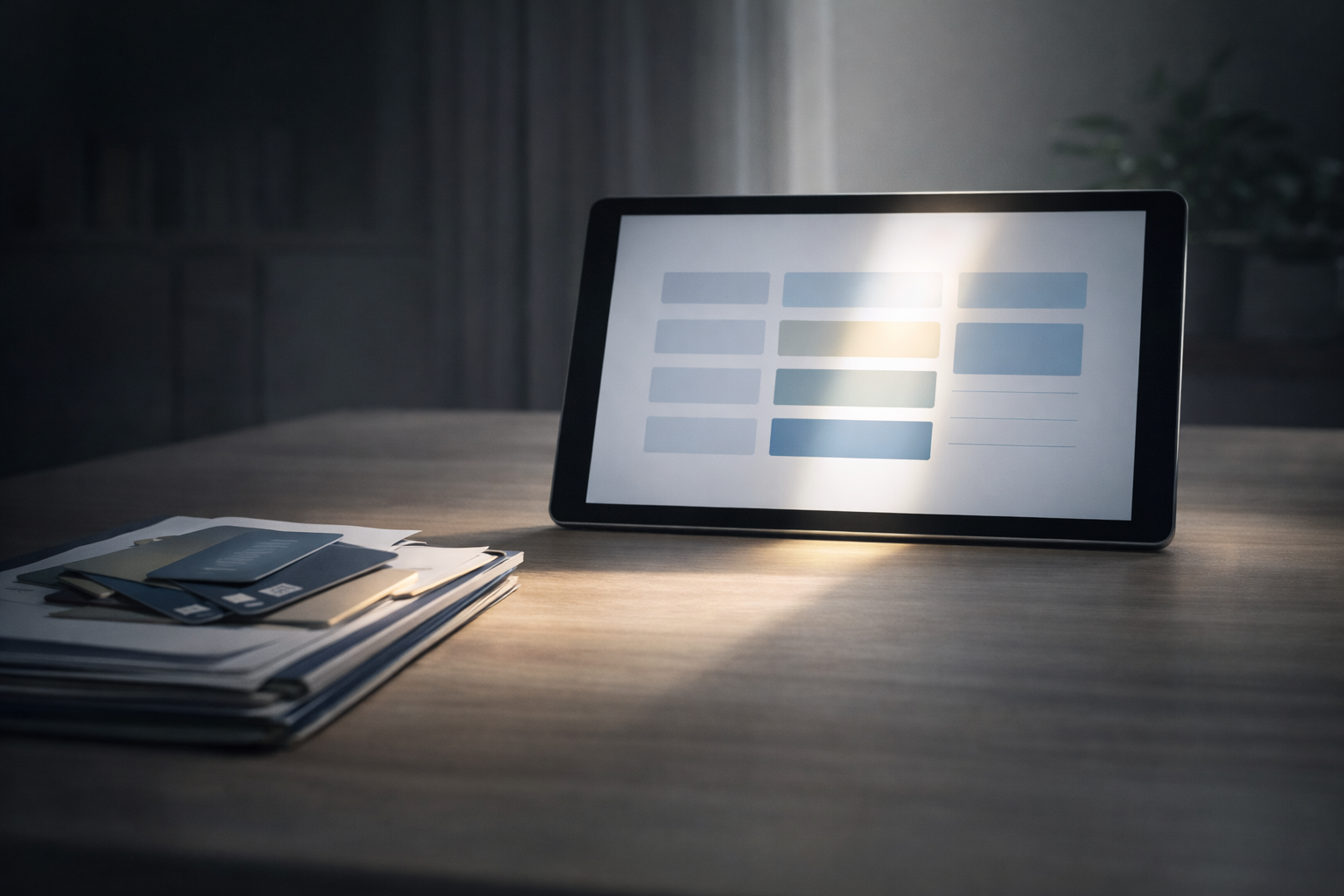 Modern financial tools on minimalist desk