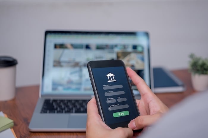 Digital Banking Transaction Using Phone in Modern Office