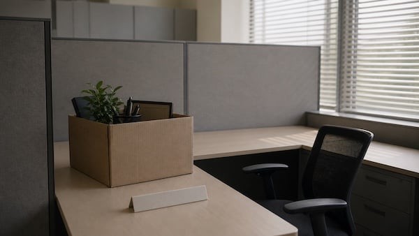 Office Cubicle With A Moving Box