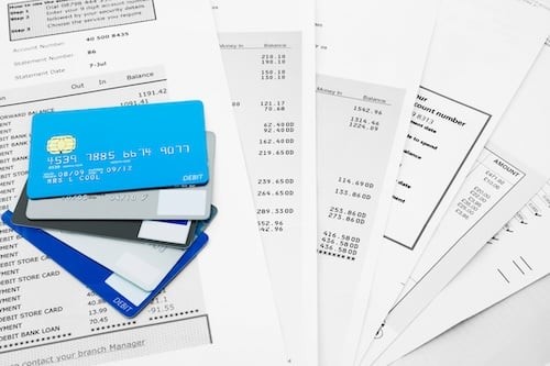 Selection of Credit Cards on top of Bank Statements