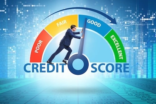 Businessman trying to improve credit score