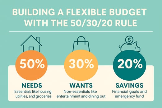 building a flexible budget 50-30-20 rule infographic chatgpt image