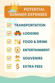 infographic list of potential summer expenses to save and budget for