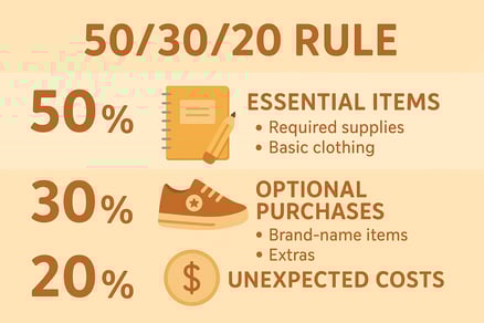 infographic of 503020 rule for back to school