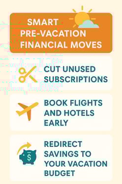 infographic with smart pre-vacation financial moves