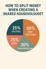 pie chart splitting money when creating a household budget